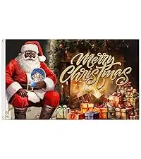 Black Santa Claus Christmas Decorations Merry Christmas Garden Flag 3x5 Ft African American
