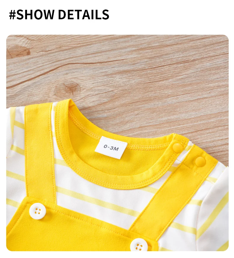 Soft knit baby bodysuit featuring convenient covered button closure.