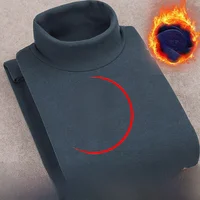 Double-Sided Camere Long Sve f-High Collar Thermal T-irt Men's Faion Urban Sle Breathable Warm Dad Clothes Set