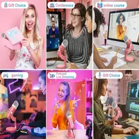 Haomuren USB Condenser Microphone Pink Studio Recording Mic for PC Mac Computer Phone Gaming Streaming Podcasting Laptop Desktop 5