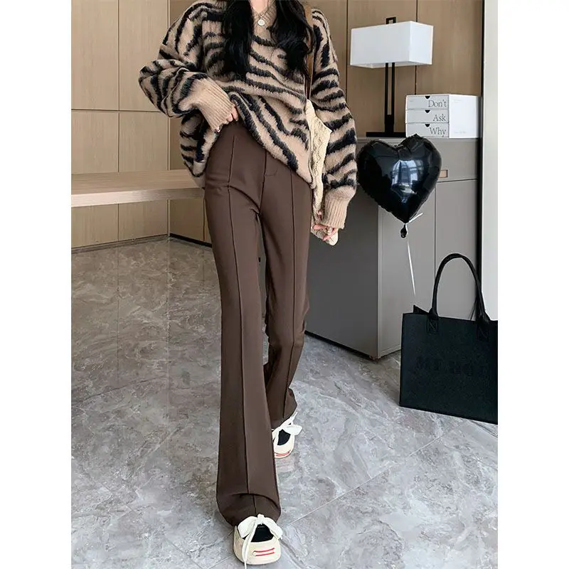 Hot Girls Micro-horn Women's Pants Spring and Autumn Slim-fit Slimming High Waist Trousers Women's Suit Trumpet Long Pants