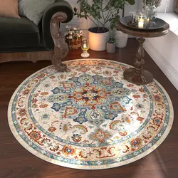 Bohemian Exotic Round Carpet for Living Room Vintage Floral Area Rug Home Decor Luxury Art Soft Floor Mat Bedroom Polyester Rugs