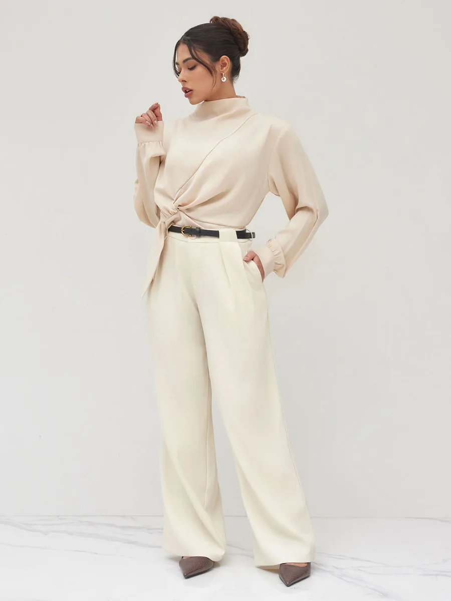 Bornladies New Autumn Winter Loose Low Waist Pants Women's Straight Leg Suit Wide Leg Elegant Commuting Trousers