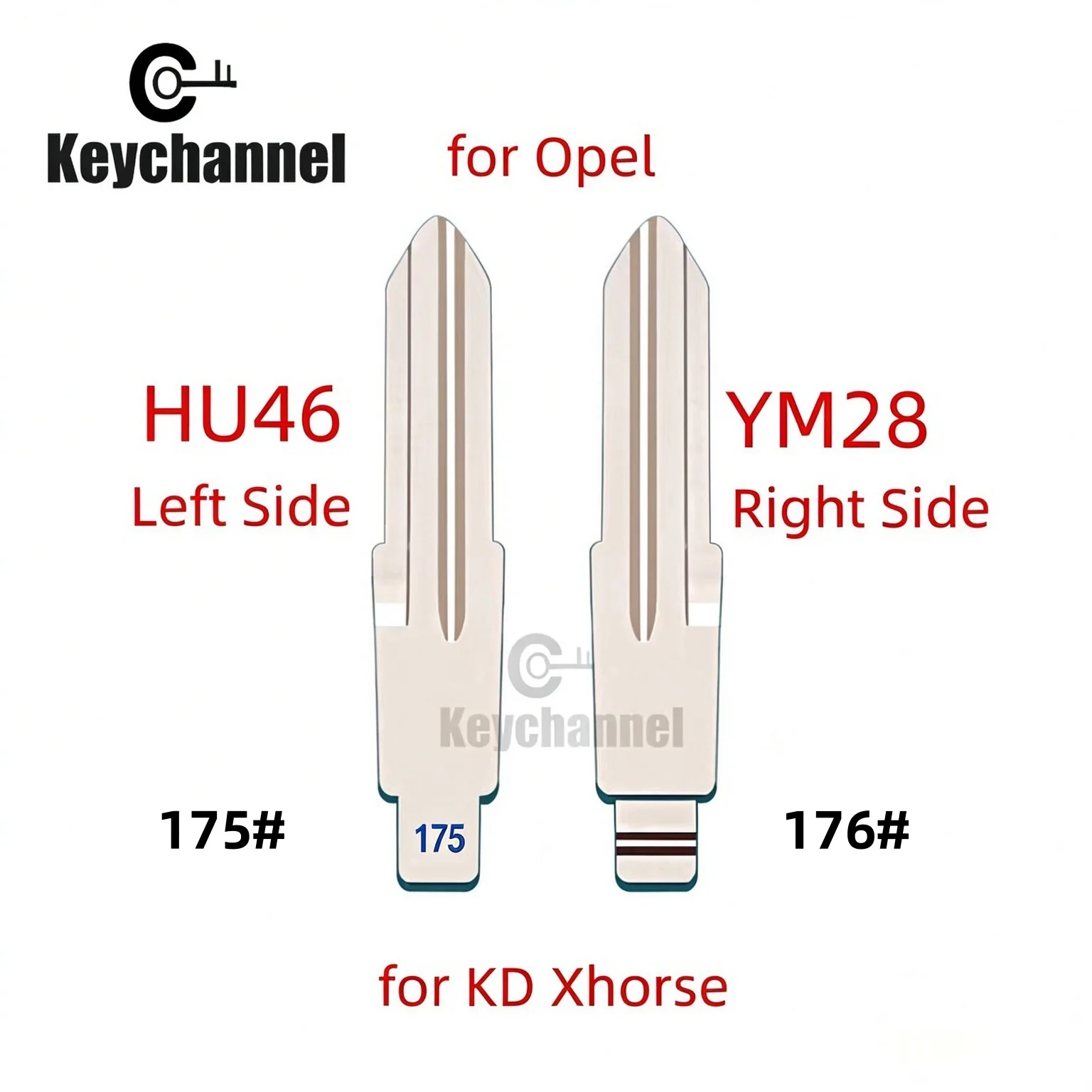 Keychannel 10 Stück YM28 HU46 Auto-Schlüsselrohling Universelles Metall-Fernbedienungsschlüsselblatt Xhorse KD Schlüsselrohling für KEYDIY VVDI Fernbedienung für Opel
