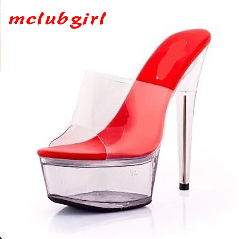 Women High Heels Women Sandals Comfortable Sandals 15CM Stiletto Waterproof Platform Sandals Transparent Crystal Wedding Shoes 34-43