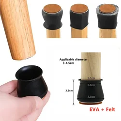 Silicone Chair Leg Protectors with Non - Slip Felt Pads - Set of 16, Floor Scratch Guards (L - round black)