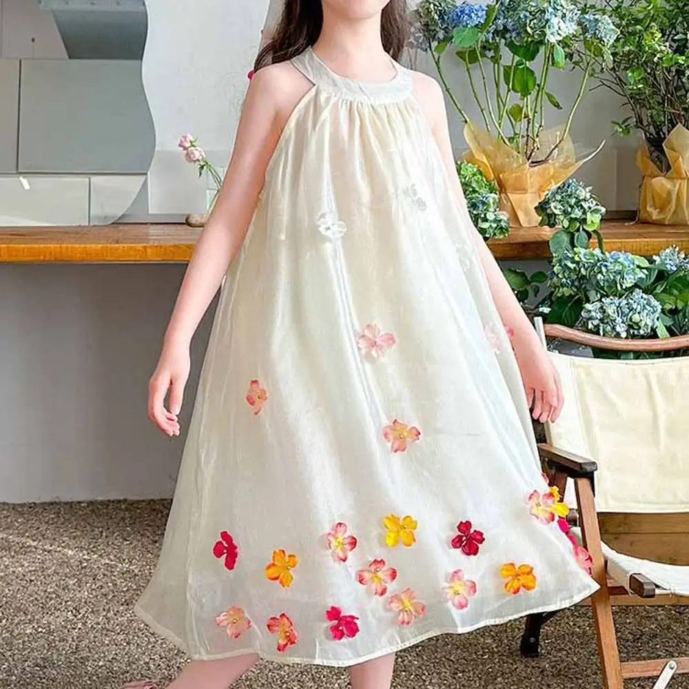 Fashion Loose Girls Princess Dress Children Beach Vacation Summer Flower Dresses Sweet Party Teens Long Dress Party