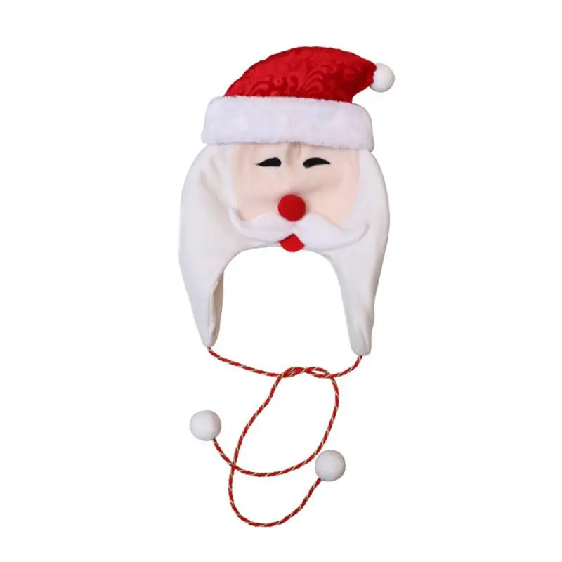 Christmas beanie hat Christmas hat Christmas tree hat decoration adult children's brushed cloth long rope cartoon snowman elk