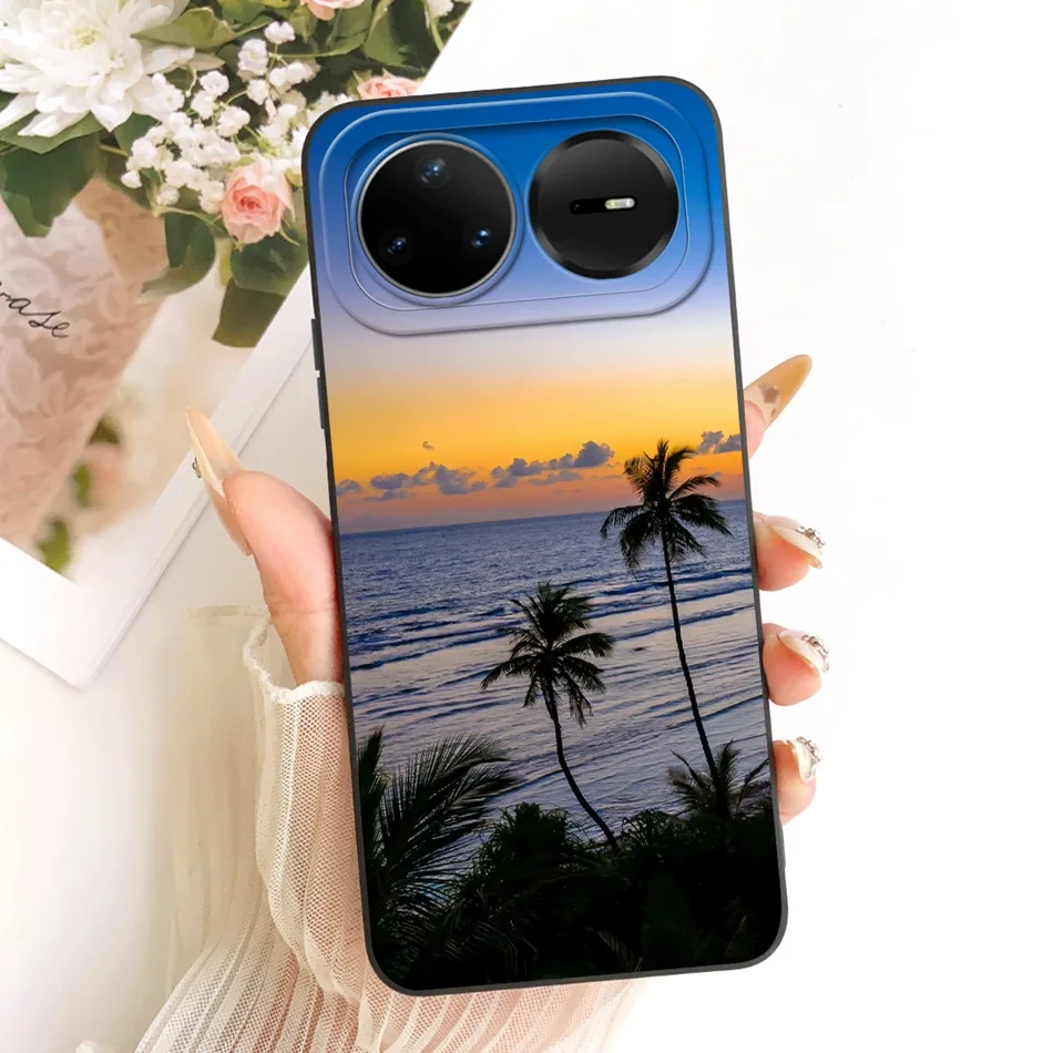 Fashion Dusk Beach Painting Soft Silicone Phone Case with Bumpers