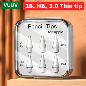 VUUV For Apple Pencil Nib Tip 3 / 6 Pcs Double Layer 2B HB Thin Soft Hard Replacements Tip For Apple Pencil 1st 2nd Generation