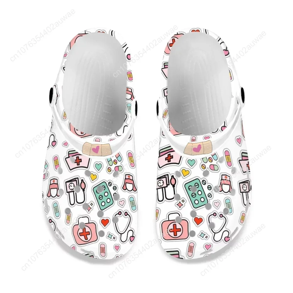 Summer Beach Slip-on Sandals Lightweight Flats Wear Resistant Hole Shoes Hospital Medical Nurse Print Women Slipper Nurse Clogs