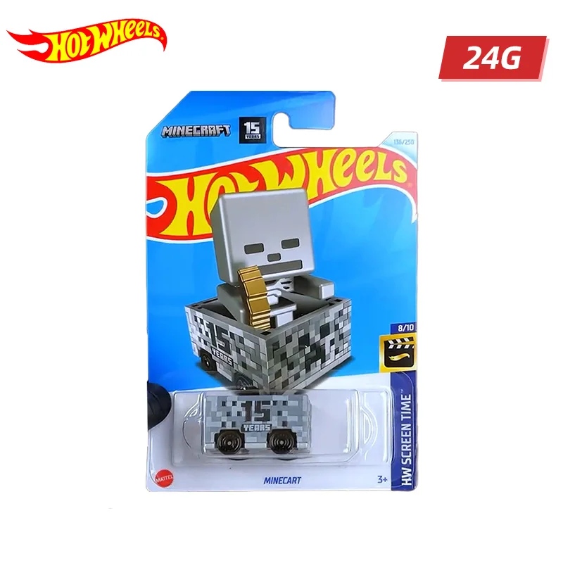 

Original Hot Wheels Car Toys 1/64 Diecast Metal Minecraft 15 Years Minecart Vehicle Model Toy for Boys Collection Birthday Gift