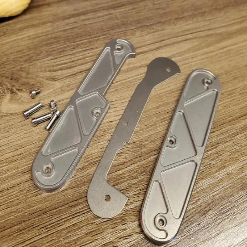 

New EDC Titanium alloy notched handle for 91mm Victorinox Swiss army knife DIY patch EDC Outdoor Tool