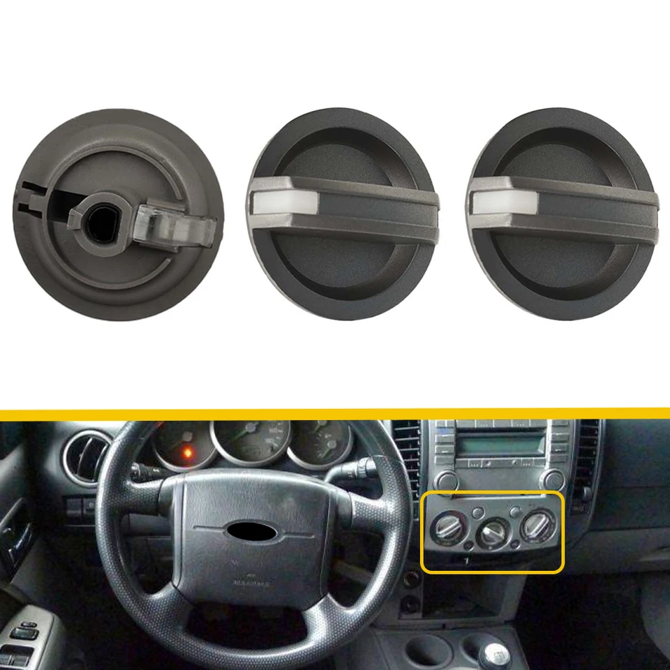 Set 3 Manopole Di Controllo Riscaldatore Per Ford Ranger PK 2009-2011 – UB9B61195, Argento, In Plastica
