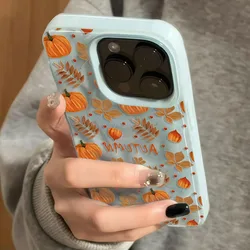 Autumn Leaf Textured Shockproof Silicone Phone Case for iPhone 15 (Blue - 2E482)