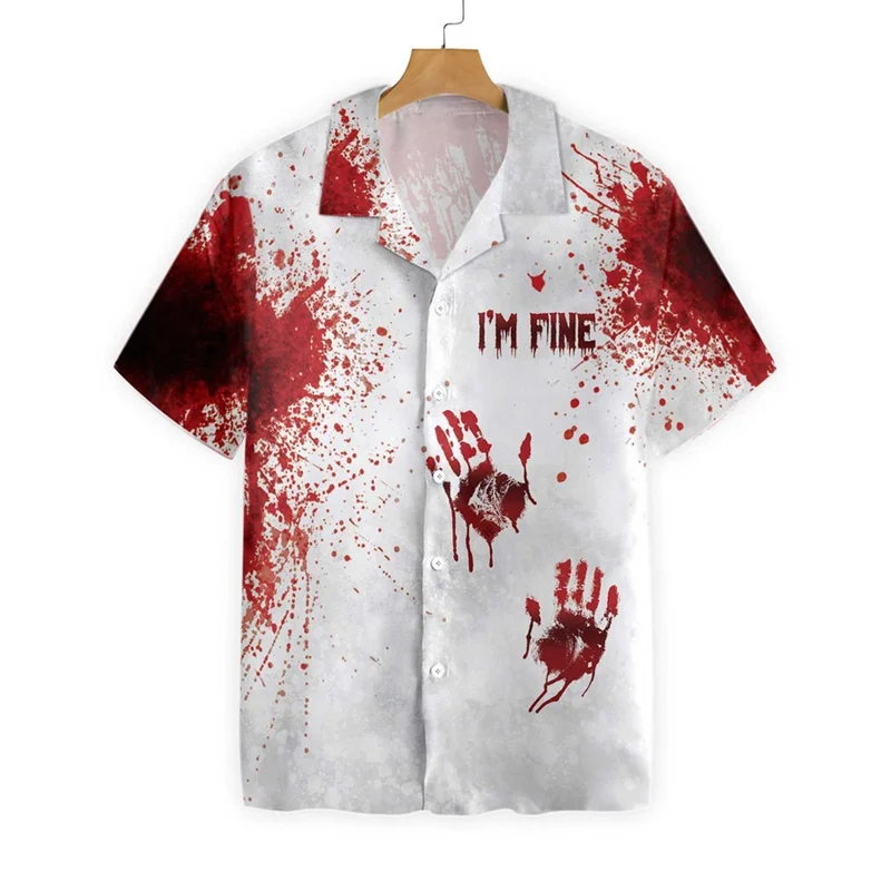 Horror Bloody T Shirts For Men And Women Clothes Halloween Party Funny Blood Short Sleeve Oversize Streetware Mens Clothing