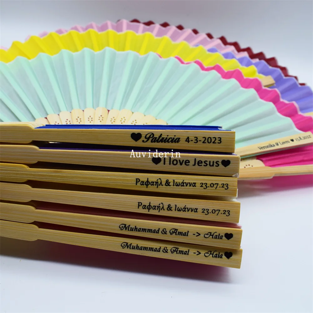 40/36/20Pcs Foldable Hand Fan Customized Logo Wedding Party Bridesmaids Gift 24/25/30/32pc Child Christening Favors Fans 4