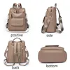 Large Capacity Solid Color Designer Women's Backpack Waterproof Wear-resistant High-quality Leather Travel Back Pack For Women 3