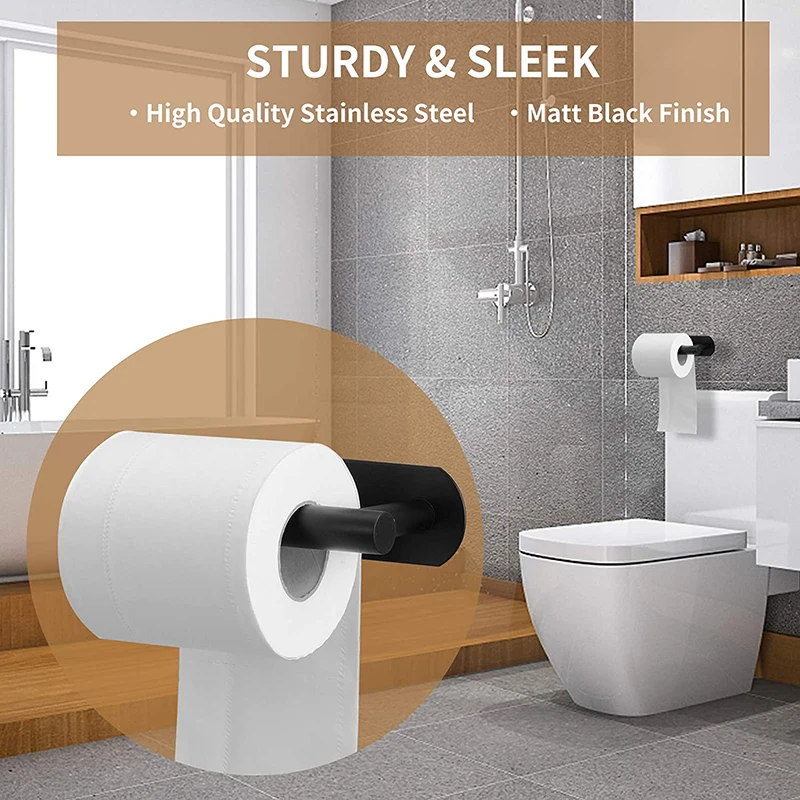 Stainless Steel Self-adhesive Towel Bar Paper Holder Robe Hook Towel Ring Bathroom Accessories Set