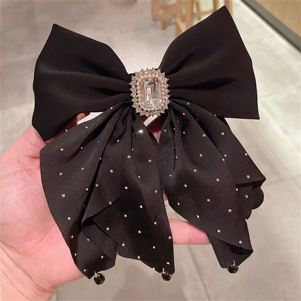 

Diamond Inlay Bowknot Spring Hairpin Elegant Women Streamer Ponytail Hair Tie Headband Trendy Hair Accessories For Girl Headwear