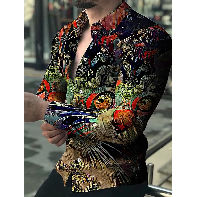 

Luxury Fashion Men Shirts Oversized Casual Shirt Floral Print Long Sleeve Tops Men's Clothing Prom Cardigan Blouses High Quality