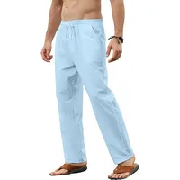Men's Cotton Linen Pants Basic Versatile Fashion Loose Pants Male Breathable Solid Casual Drawstring Jogger Yoga Baggy Trousers 1