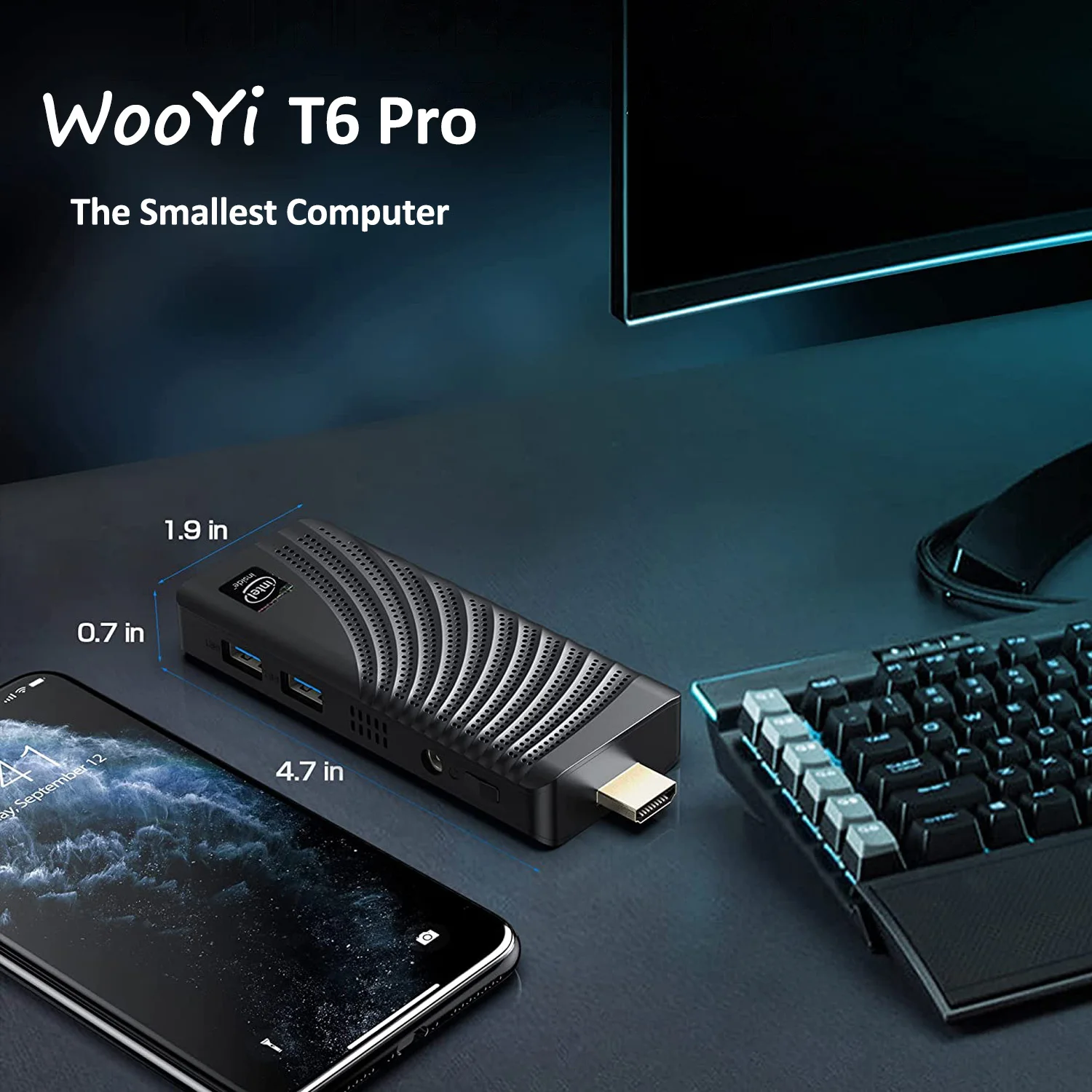 MiniPCStickT6ProIntelCeleronN4000J4125hasta27Ghz6GB128GB