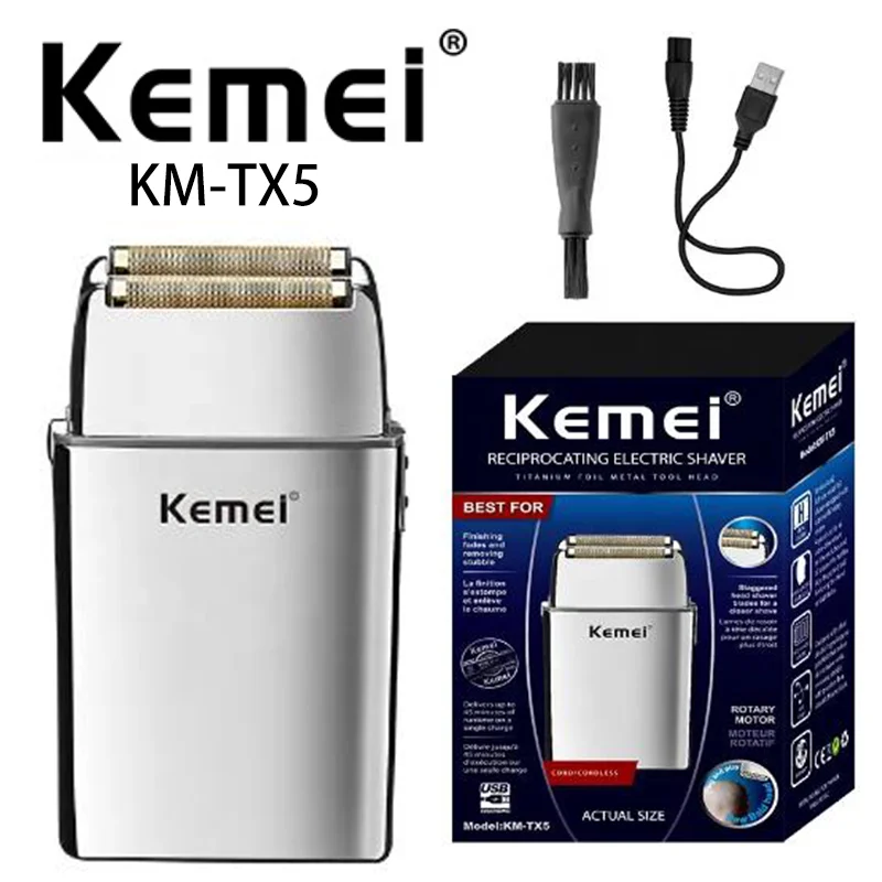 Professional Razor Usb Charging Reciprocating KEMEI km-tx5 Electric Floating Knife Net High Capacity Battery Operated barber professional pd22 5w diy battery charger case fast charging case for 8pcs 18650 polymer 20000ma battery charging power bank box