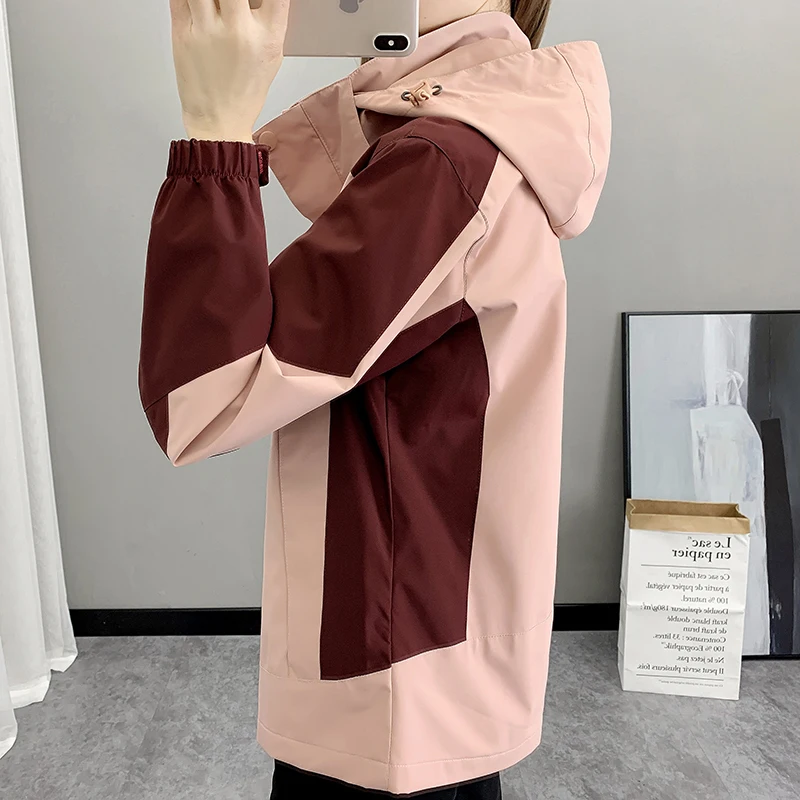 Outdoor Climbing Hiking Jacket Women Patchwork Sports Waterproof Hooded Coat Trekking Mountain Windbreaker Jackets Raincoat - 5