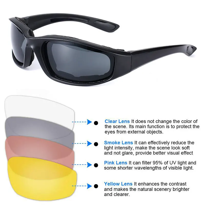 Universal Motorcycle Glasses Polarized Sunglasses for Hooting Eye Protection Windproof Moto Goggles UV400 Antifog Clear Len