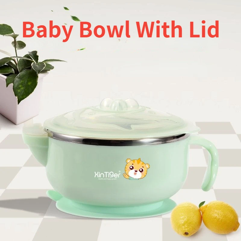 Stainless Steel Insulation Bowl Children's Bowl Baby Insulation Sucker