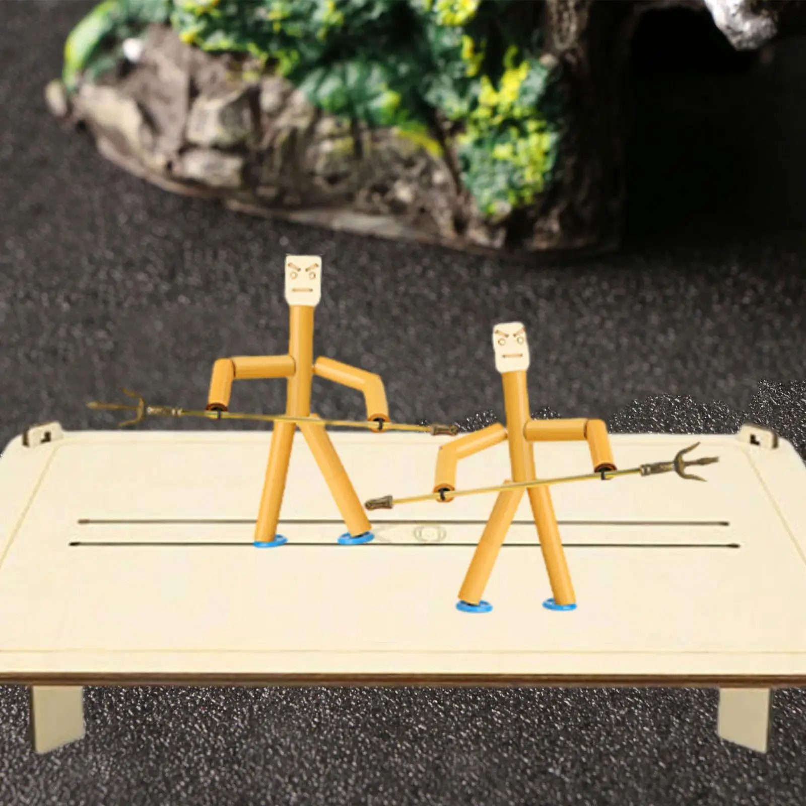 Wooden Bots Battle Game, Two Player Battle, Interactive Handmade Desktop Thread