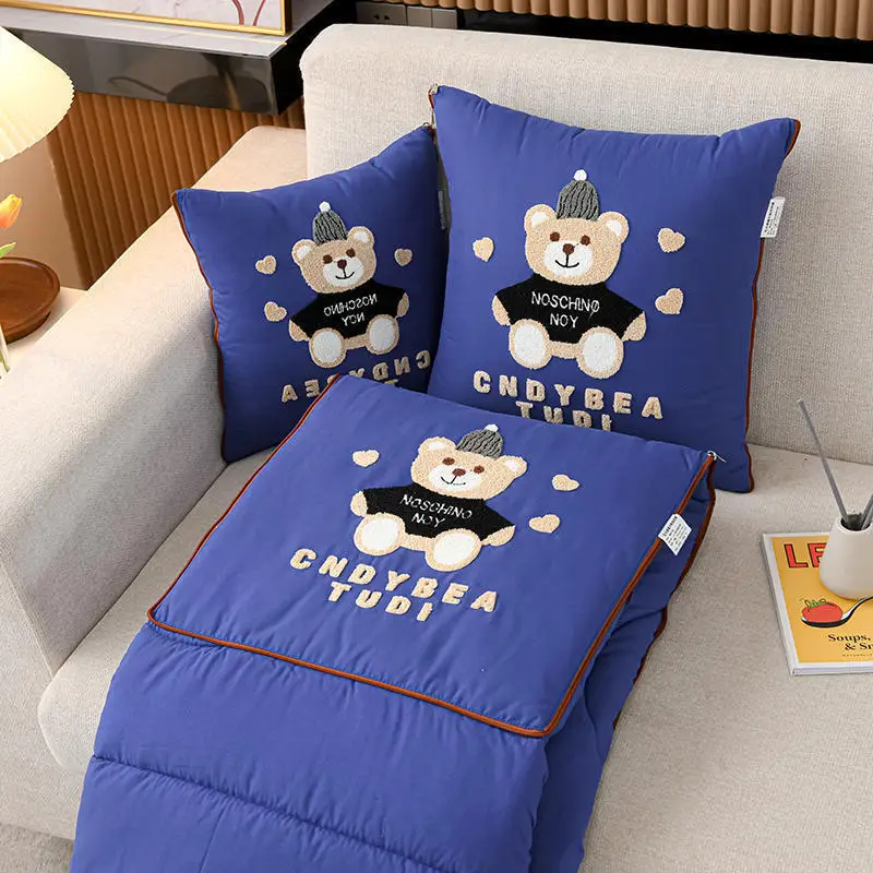 Edredón de almohada Manta plegable de doble uso Cojín de coche Manta para la siesta Manta para aire acondicionado