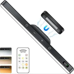 WILLED Touch-Control Magnetic Rechargeable Desk Lamp with Built-in Battery (Black Remote Light)