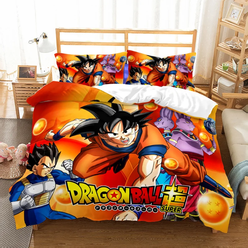 Dragon Ball Z Anime Figure Son Goku Bed Set Copripiumino 3D Cartoon Printed Bedding Bed Spead Kids Bedroom Bedclothes Set
