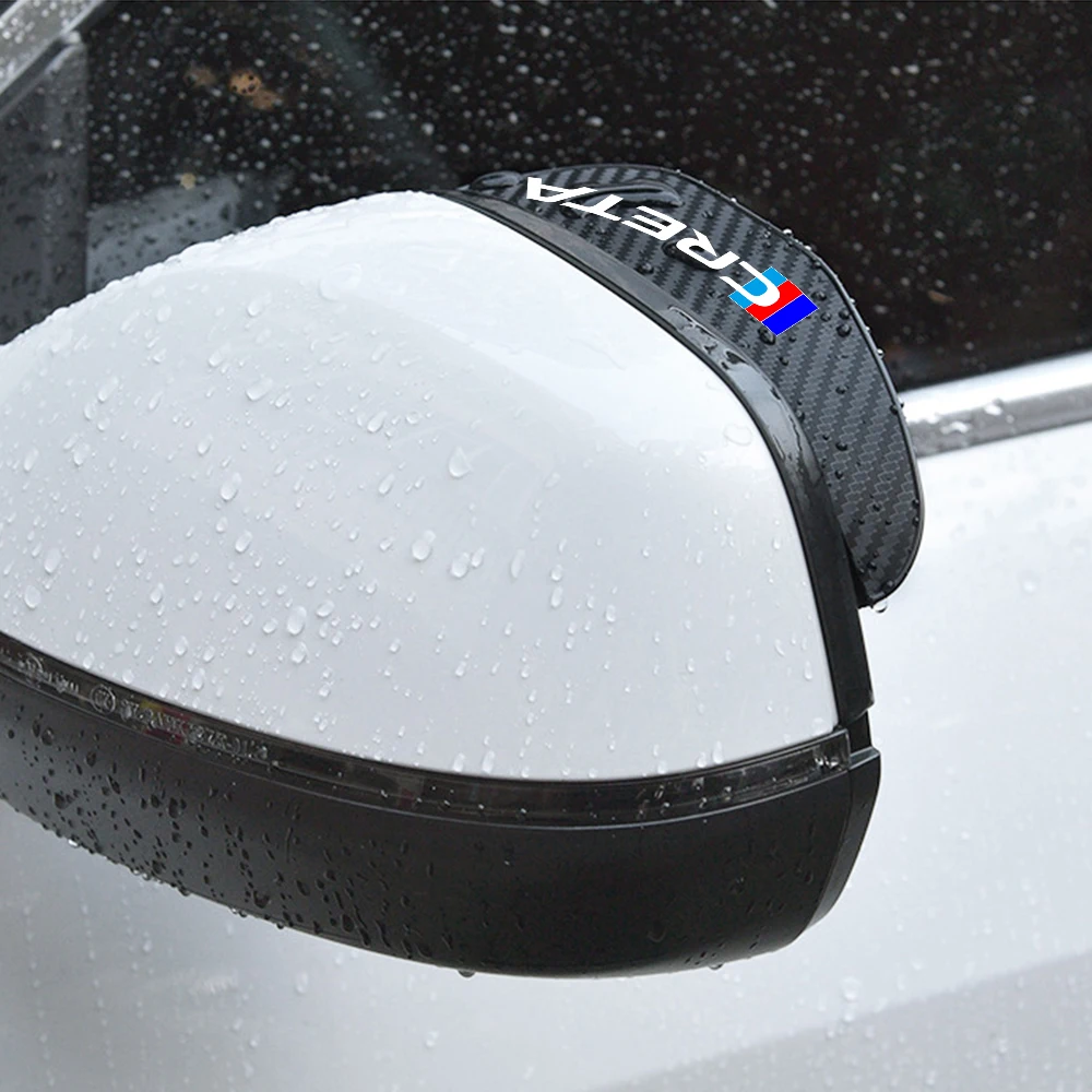 2Pcs car accessoires Awnings Shelters Rearview Mirror Rain Cover Carbon Fiber Side For Hyundai Creta 2 II Accessories Ix25