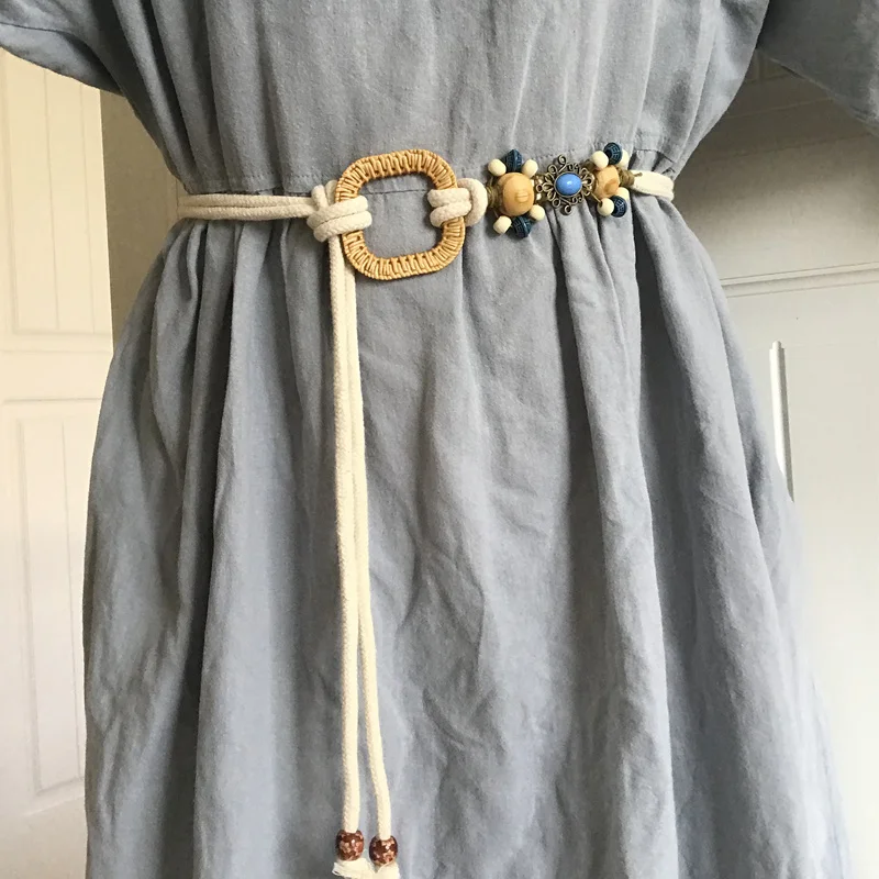 

Роскошные дизайнерские ремни на талию для женщин, пояс-корсет, тонкие винтажные Богемные аксессуары для платьев, женский пояс из хлопковой веревки