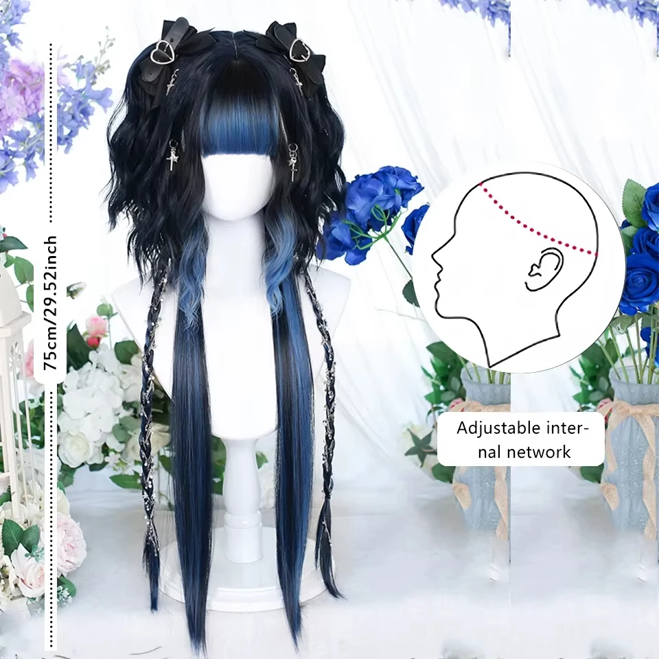 Synthetic Long Ombre Colorful Cosplay Wig With Bangs