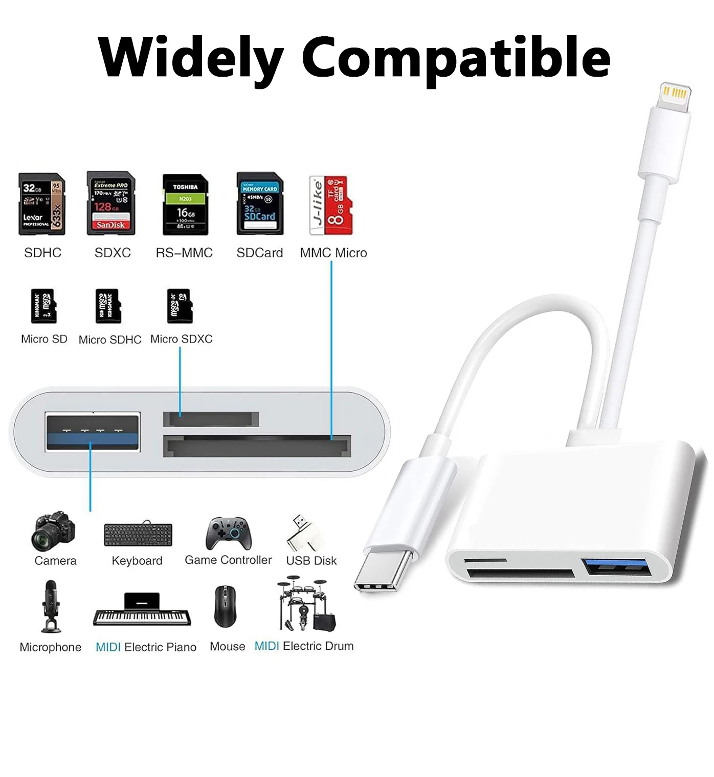 SD 카드 리더 라이트닝/타입 C to USB 3.0 SD/TF 카드 어댑터 메모리 카드 리더 아이폰 아이패드 맥북 삼성 안드로이드용