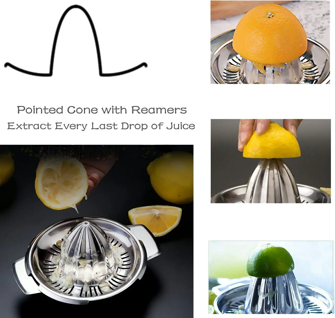 Stainless Steel Lemon Squeezer Manual Juicer For Orange Lemon Squeezer Reamers Fruit Vegetable Cup Kitchen Tool