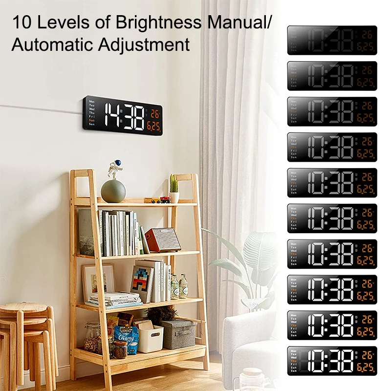 Digital Wall Clock Large Wall Mounted Remote Remote Control Date Week Temperature Clock Dual Alarms Gym Big LED Clocks wall clock digital wall clock