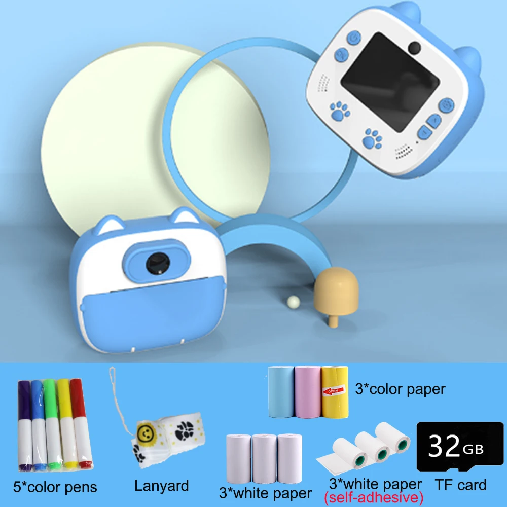 Kids Instant Print Camera Thermal Printing Camera Digital Photo Camera Girl's Toy Child Camera Video Boy's Birthday Gift 