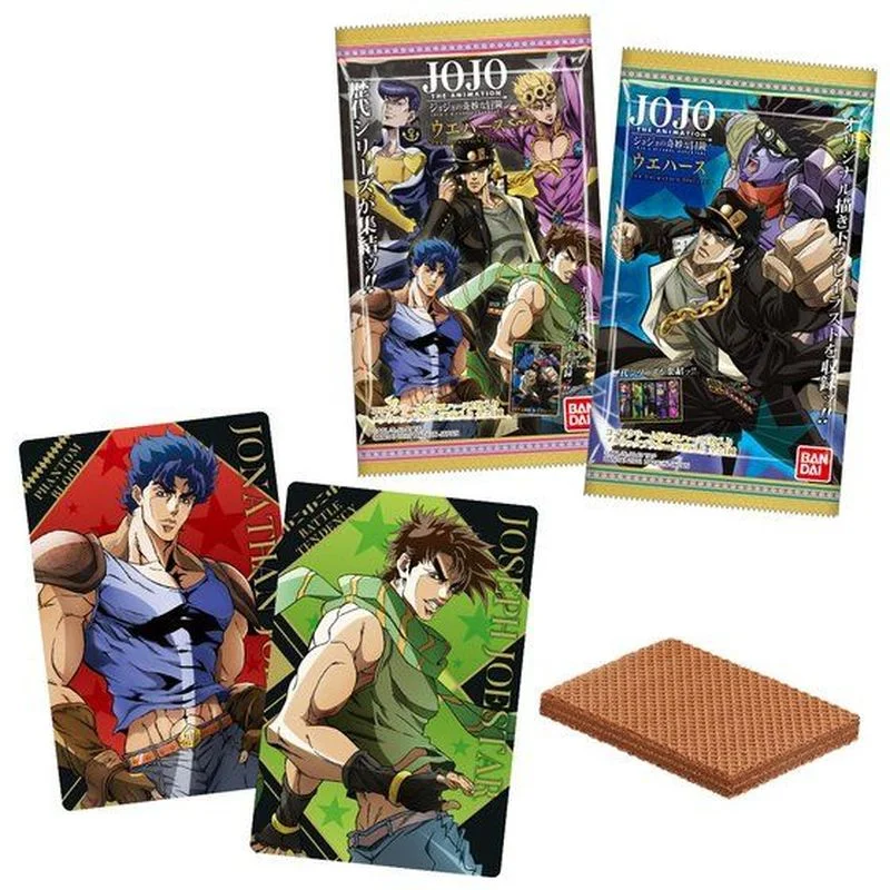 Bandai Cute Wafer Food Play Card Anime Figure JOJO The Animation Special Candy Fast Toys for Girl Boy Gift | Игрушки и хобби