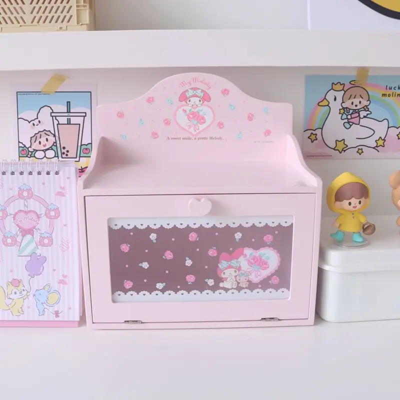 

2023 Sanrio Jewelry Box Kawaii HelloKitty Mymelody LittleTwinStars Cartoon Desktop Jewelry Box Cute Girl Jewelry Organizer