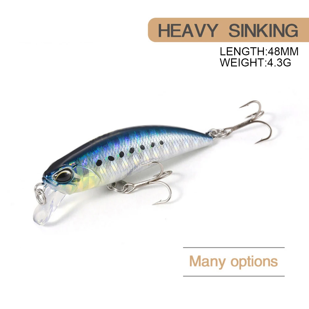 4.8cm 4.3g Fishing Lure Micro Minnow Wobbler Spearhead 48HS Heavy Sinking  Jerkbait Decoy Artificial Hard Bait Trout Bass Bait