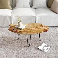 Live Edge Cedar Wood Coffee Table Metal Hairpin Legs for Living Room 1