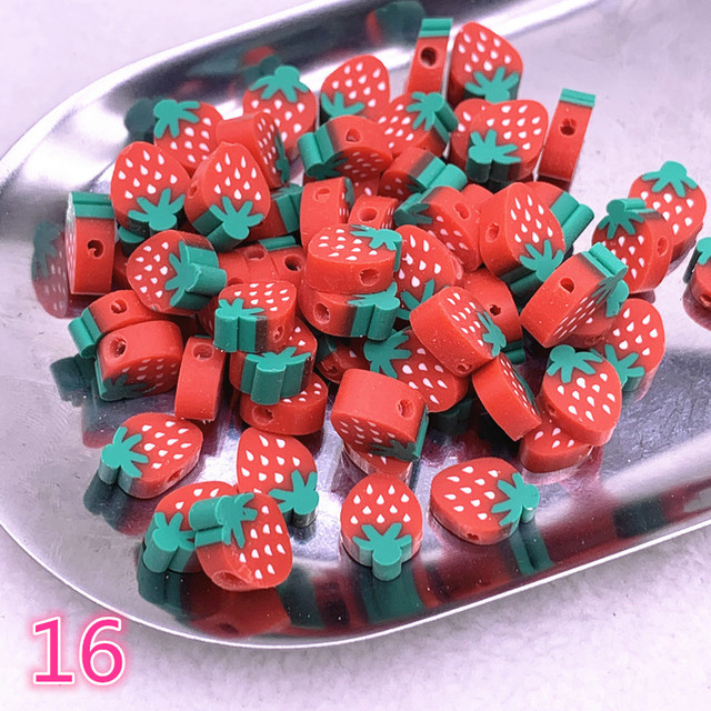 10mm Color Fruit Beads Polymer Clay Beads Polymer Clay Spacer Loose Beads for Jewelry Making DIY Bracelet Accessories