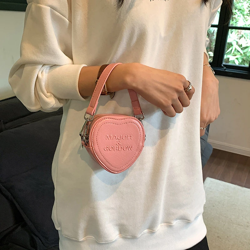 Leather Handbag Heart Shaped Purse Designer MOODS Mini Heart Purse