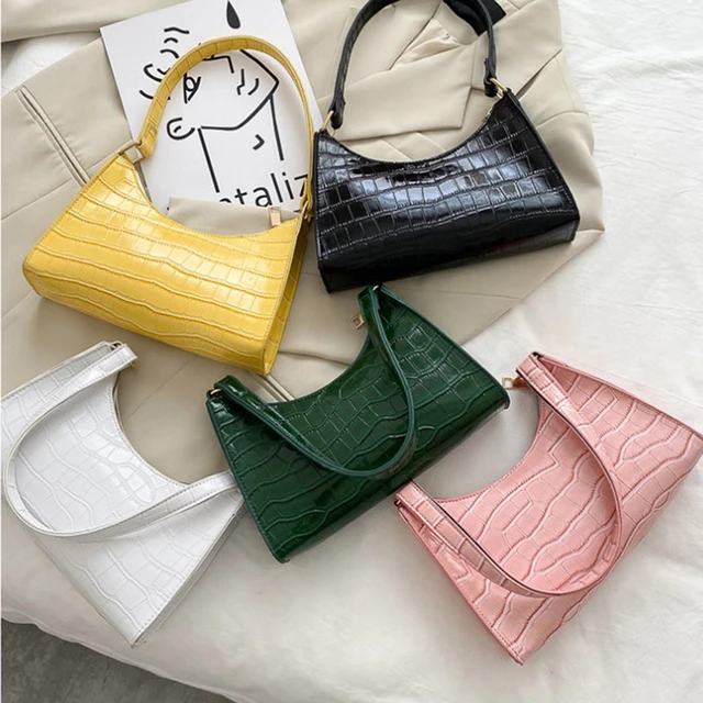 Fashion Women Handbags PU Leather Shoulder Underarm Bags Retro Solid Color  Phone Pouch Zipper Hobos Casual Armpit Shopping Bag - AliExpress