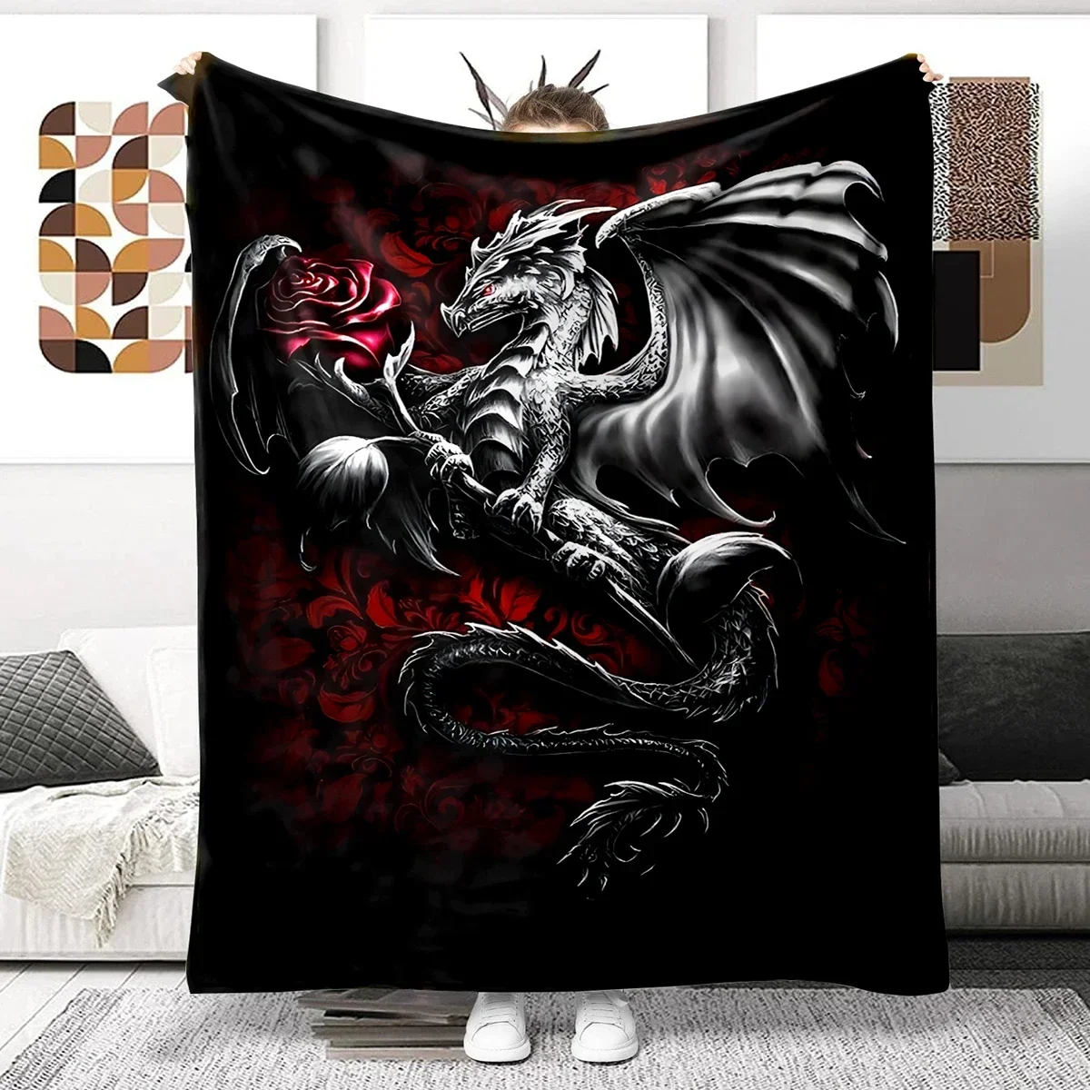 Animal Dragon Blanket Ultra Lightweight Soft Plush Flannel Throws Blanket for Sofa Bed Couch best Office Gifts  demogorgon 5